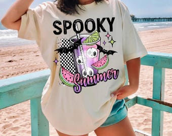 Spooky Summer DTF Transfer Summerween Direct to Film Bats Transfer Creepy Summer Heat Press Transfer