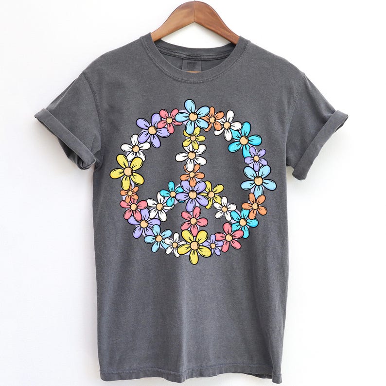 Floral Peace Sign Png Boho Retro Sublimation Colorful Flowers Spring ...