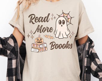 Read More Books Ghost PNG Halloween Reading Shirt Design Ghost Reading Books PNG Ghost Bookshelf Png Spooky Book Club Digital PNG