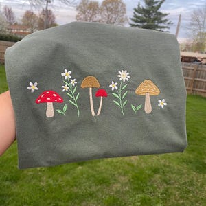 Mushrooms Embroidered T Shirt Comfort Colors Tee Embroidered Cottagecore Shirts Cute Comfy Tees For Women Gift Ideas Mushroom T Shirt Trendy