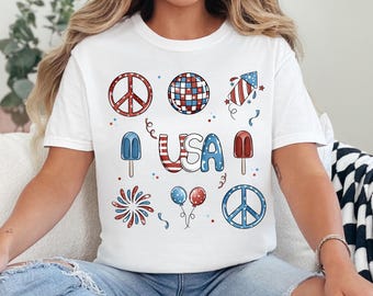 USA Png Fourth Of July Sublimation Red White and Blue Png Summer Shirt Design Retro Summer Png Independence Day Png 4th Of July Fireworks