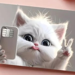 Chat effronté le plus mignon, autocollant pour carte de débit, habillage de carte de crédit chic et amusant, autocollant pour carte, bas de Noël, idée cadeau sympa