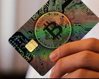 Pegatina para tarjeta de débito Bitcoin, elegante diseño para tarjeta de crédito, adhesivo para envolver tarjetas, detalle para rellenar calcetines navideños, idea de regalo genial