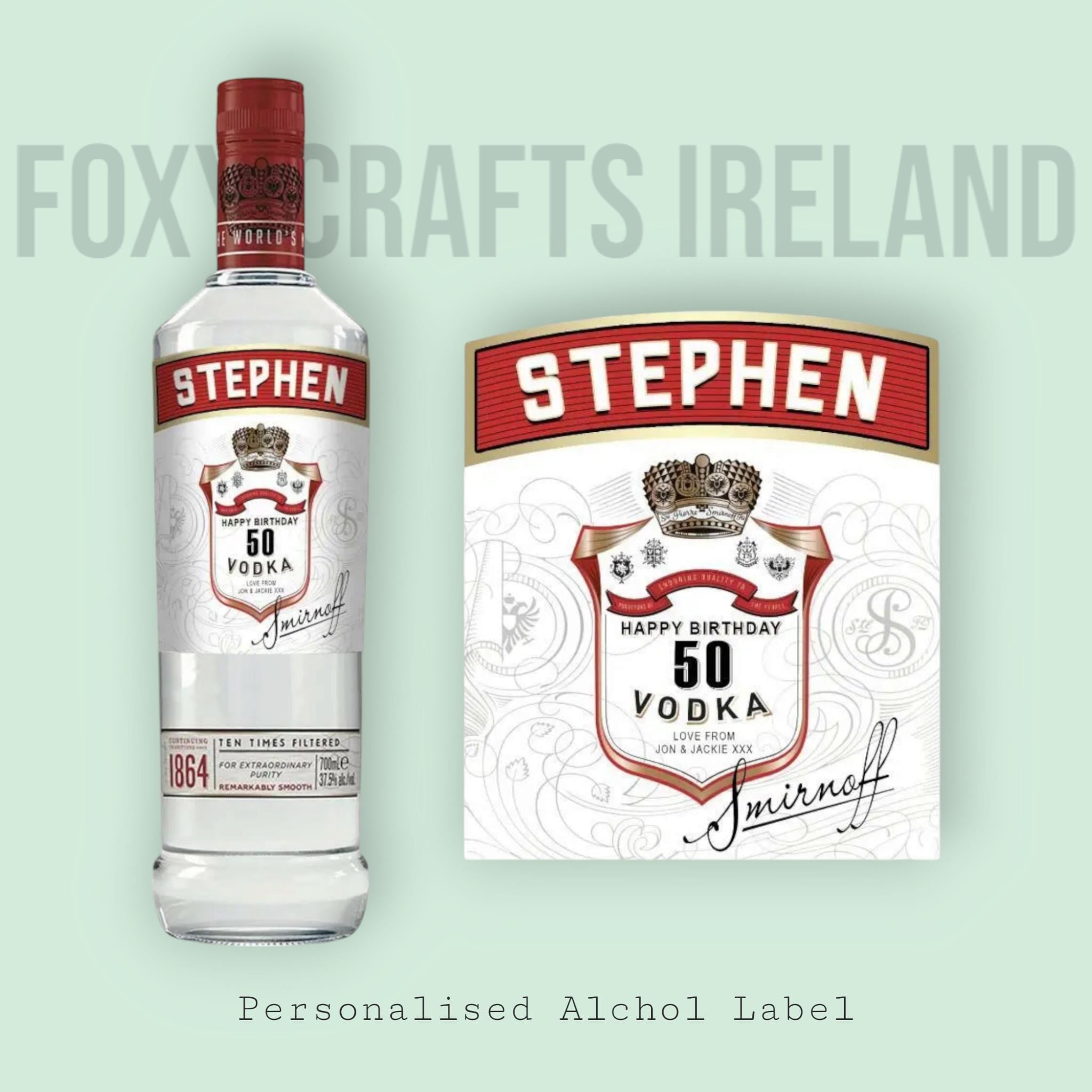Personalised Vodka Label, Custom Vodka Bottle Label, Gift for Vodka Lovers, Party Favor, Personalized Label for Events