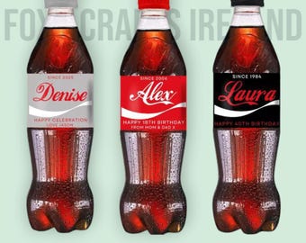 Personalized  2x Cola Bottle Label, Custom Soda Label, Unique Drink Sticker, Gift for Cola Lovers, Party Favor, Birthday Drink Label
