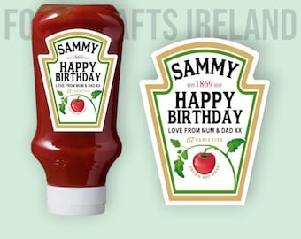 Personalized Ketchup Bottle Label, Custom Sauce Sticker, Funny Gift for Food Lovers, BBQ Party Favor, Kitchen Decor, Unique Condiment Label