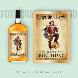 Personalised Spiced Rum Label, Custom Rum Bottle Label, Father&#39;s Day Gift, Birthday Gift for Him, Bar Decor, Unique Gift