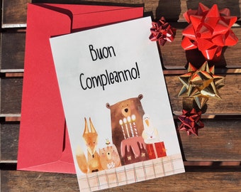 Cartolina di Buon compleanno con animali