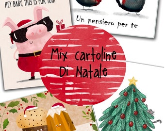 Mix di 4 cartoline di Natale