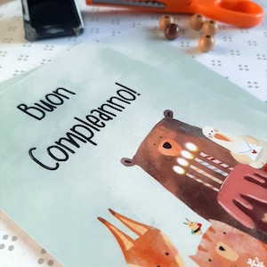 Cartolina di Buon compleanno con animali immagine 2