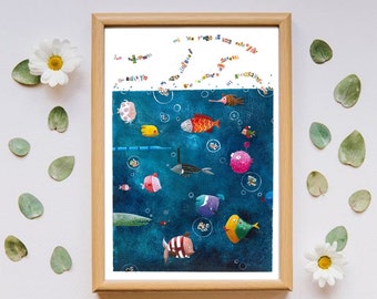 Illustrazione con pesci - Chiacchierata di mare