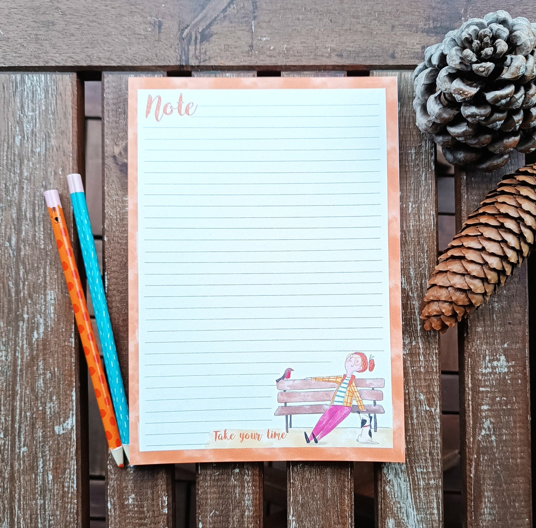 Block Notepad Sample Block Notes - Notepad With Illustration - Take Your Time - Etsy