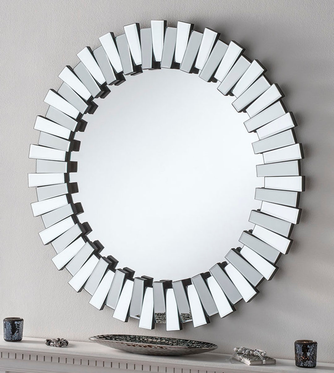 Round Zip Mirror STELLA Contemporary Multi Faceted Mirror - Etsy