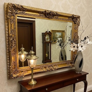 Large Antique Gold Wall Mirror Ornate Baroque Decorative - Choose your size and colour - CLARENCE