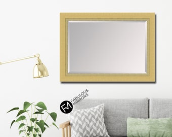 Large Gold Brushed Framed Mirror Modern Brushed Elegant Framed Edge Wall Mirror - Choice of Size - Premium Quality Free P&P