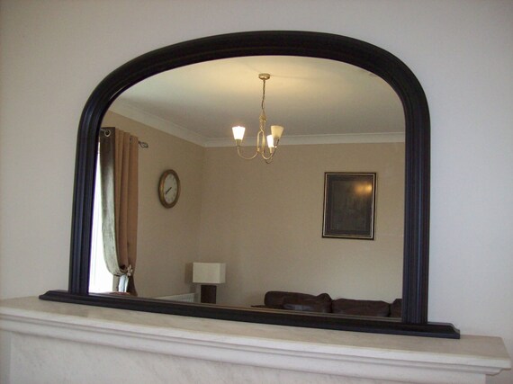 Mirror Black Large Arch Top Over Mantle, Arch Mirror On Mantle