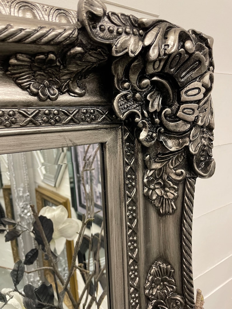 LG Antique Silver Wall Mirror Ornate Baroque Decorative 120cm X 90cm ...