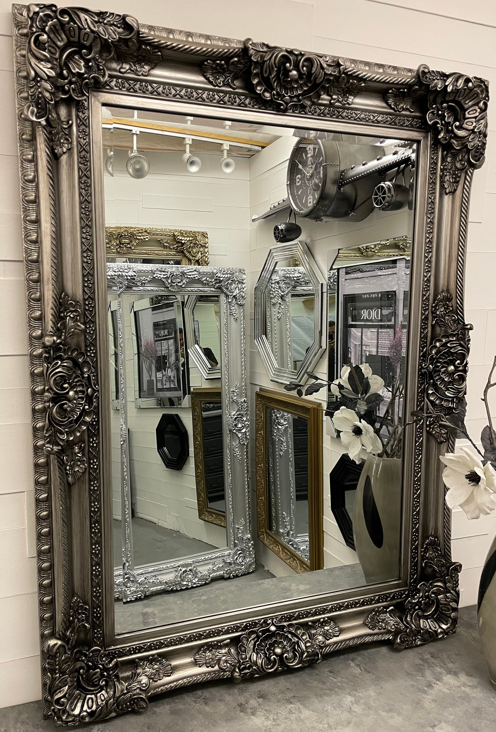 LG Antique Silver Wall Mirror Ornate Baroque Decorative  display picture 3