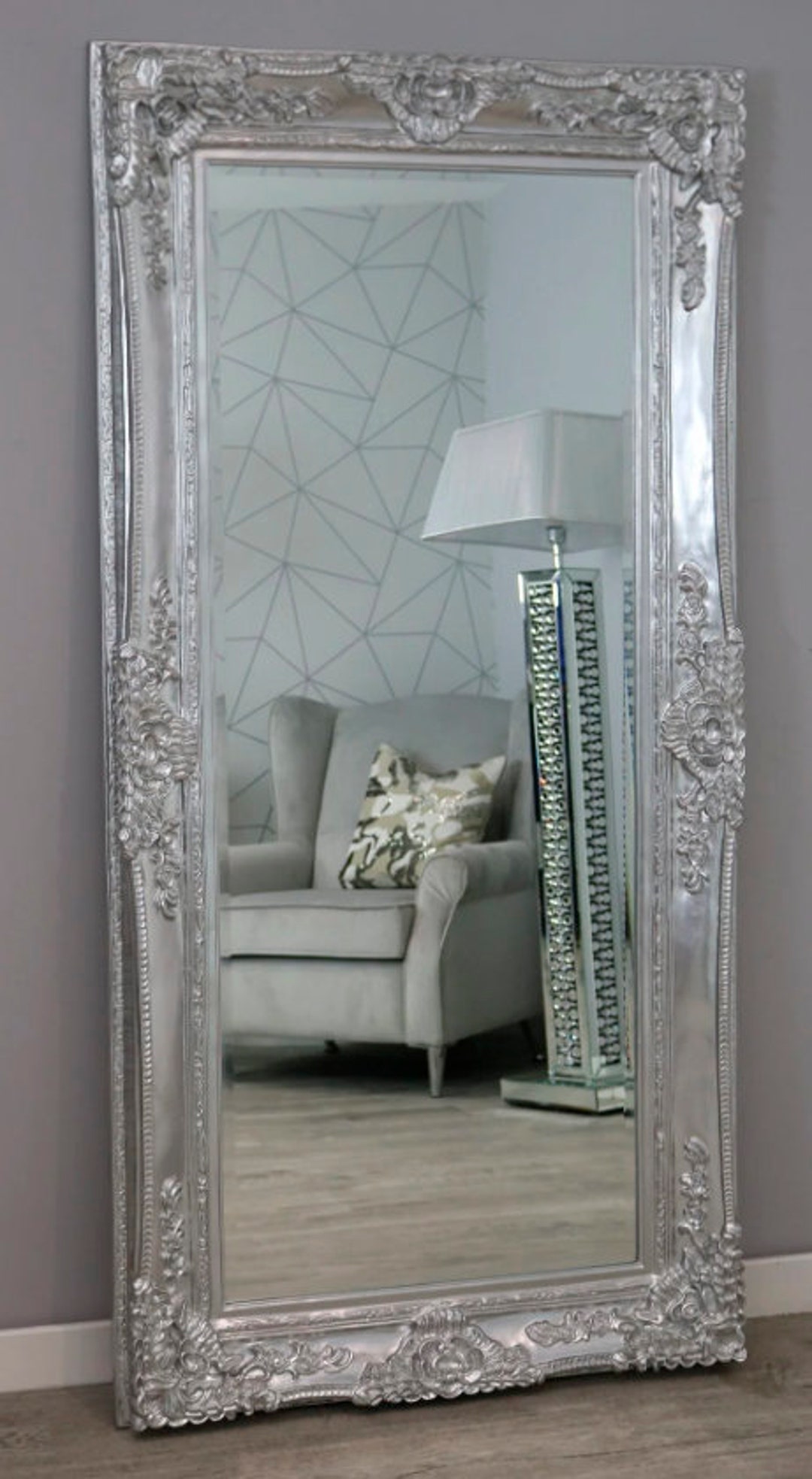 HUGE PARIS Silver Chrome 100cm X 200cm Leaner Ornate Antique Mirror Free Standing Ornate Mirror Etsy Canada