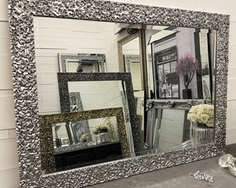 Metallic Silver Chrome Mirror molton effect bevelled wall mirror - Choose your size - Premium Wooden Frame - SOVEREIGN - Fabulous Mirrors