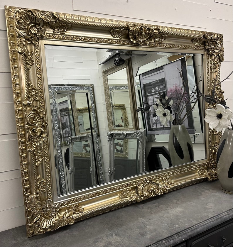 LG Antique Silver Wall Mirror Ornate Baroque Decorative 120cm X 90cm ...