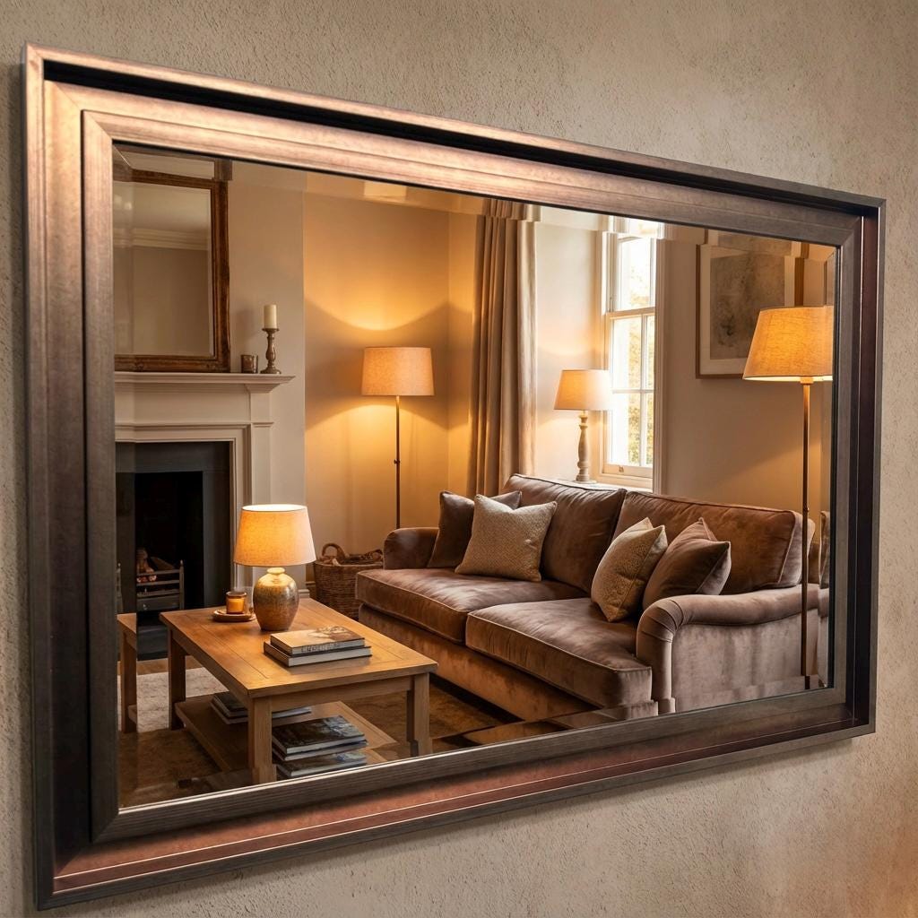 STYLE JUMBO MIRROR ダークブラウン Large Bronze Mirror Contemporary Design Stepped Frame HOCKNEY