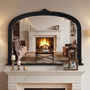 Antique Silver Large arch top over mantle Ornate Mirror - WINDSOR - Choice of frame Colour zdjęcie 7