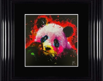 Patrice Murciano Wall Art - Panda Pop - Framed Print with Border (55cm x 55cm) - Choice of frame colour
