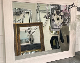 Large Limed White Framed Mirror Modern Contemporary Elegant Framed HAMILTON Wall Mirror - Choice of Size - Premium Quality Free P&P