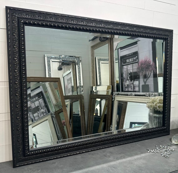 Espejo negro, espejo barroco redondo, espejos redondos grandes para pared,  espejo adornado grande, espejo de pared de galería, marco vintage,  decoración gótica del hogar -  España