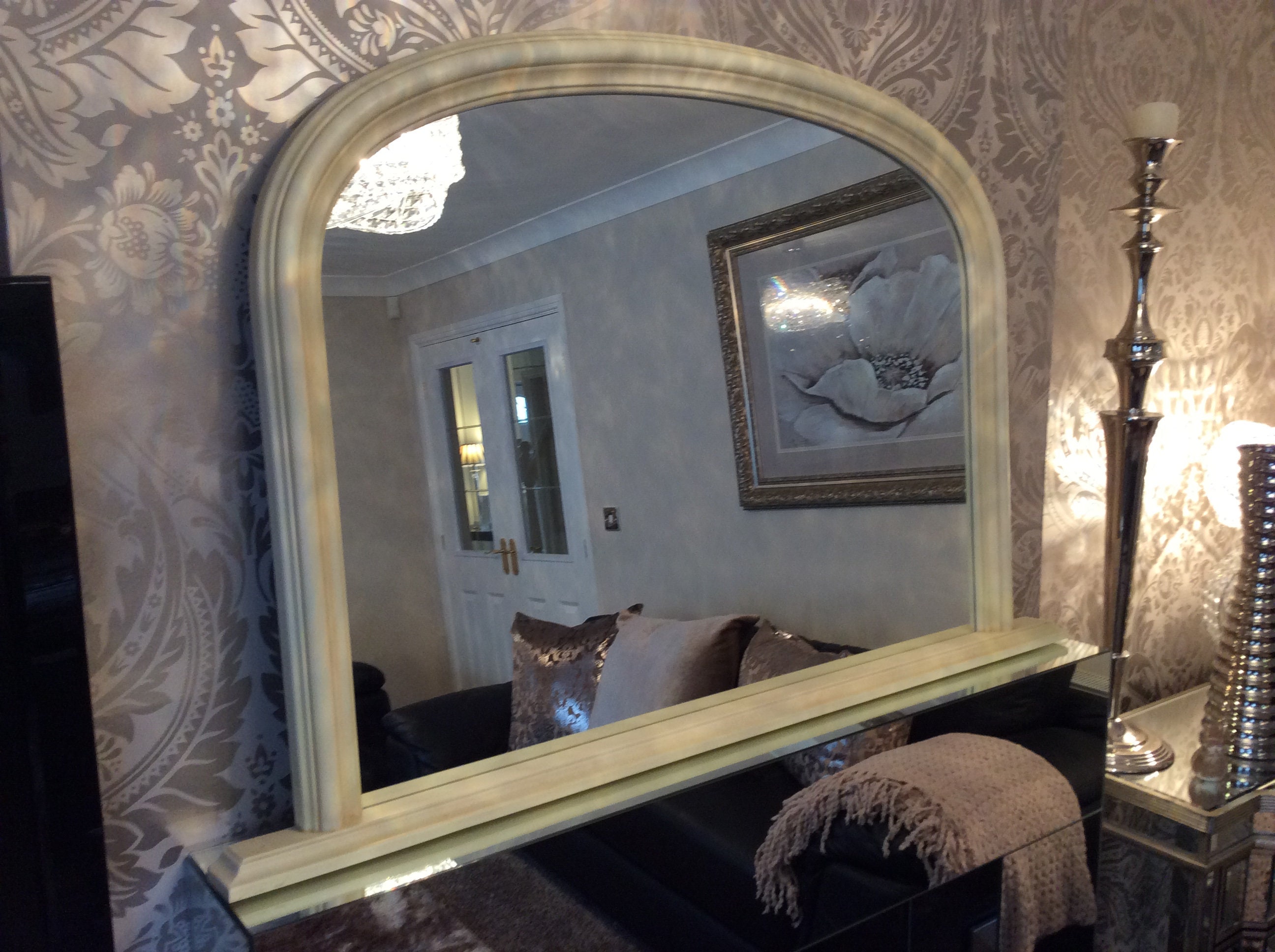 Mirror Black Large Arch Top Over Mantle Ornate Elegant Mirror Etsy UK