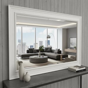 Large White Modern Wall Mirror 42"x30" 107cmx76cm SOLID WOOD - Casterbridge - Fabulous Mirrors