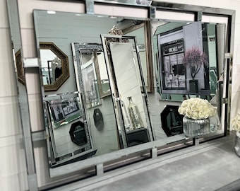Large Mirror Glass Contemporary Modern Simple Art Deco AZTEC Wall Mirror - Choice of Sizes - Premium Quality - Fabulous Mirrors