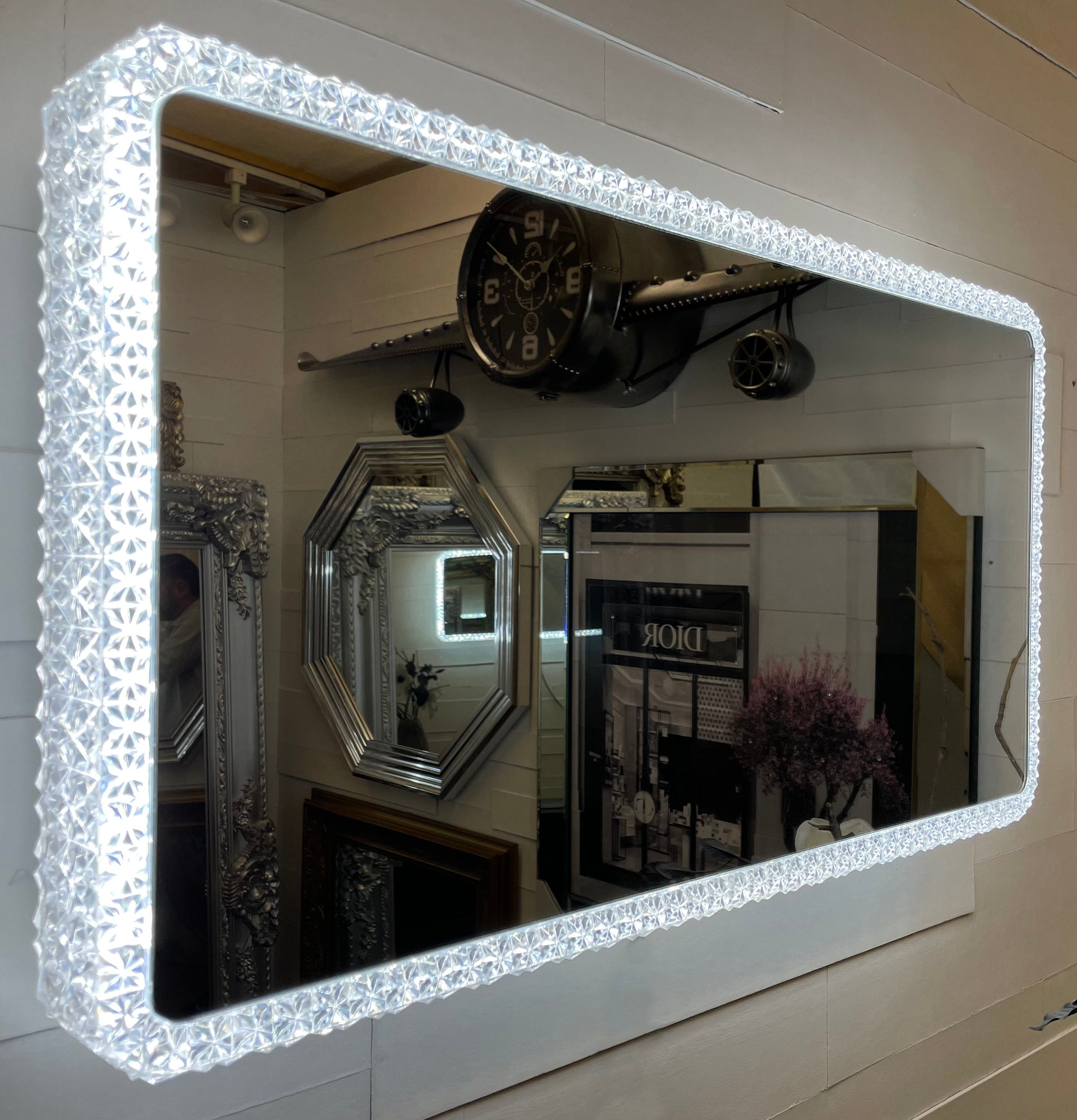 LED Bathroom Mirror SQUARE Crystal Effect Design 55cm X 55cm