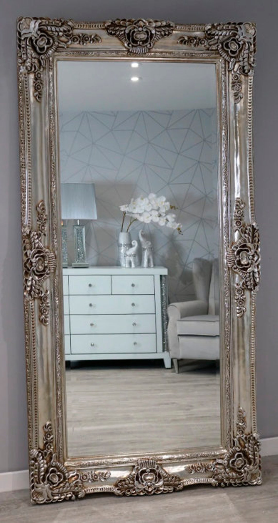 HUGE PARIS Champagne 100cm X 200cm Leaner Ornate Antique Mirror