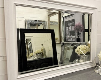 White Solid Wood Mirror Contemporary Design - Casterbridge - Choose your size - Fabulous Mirrors