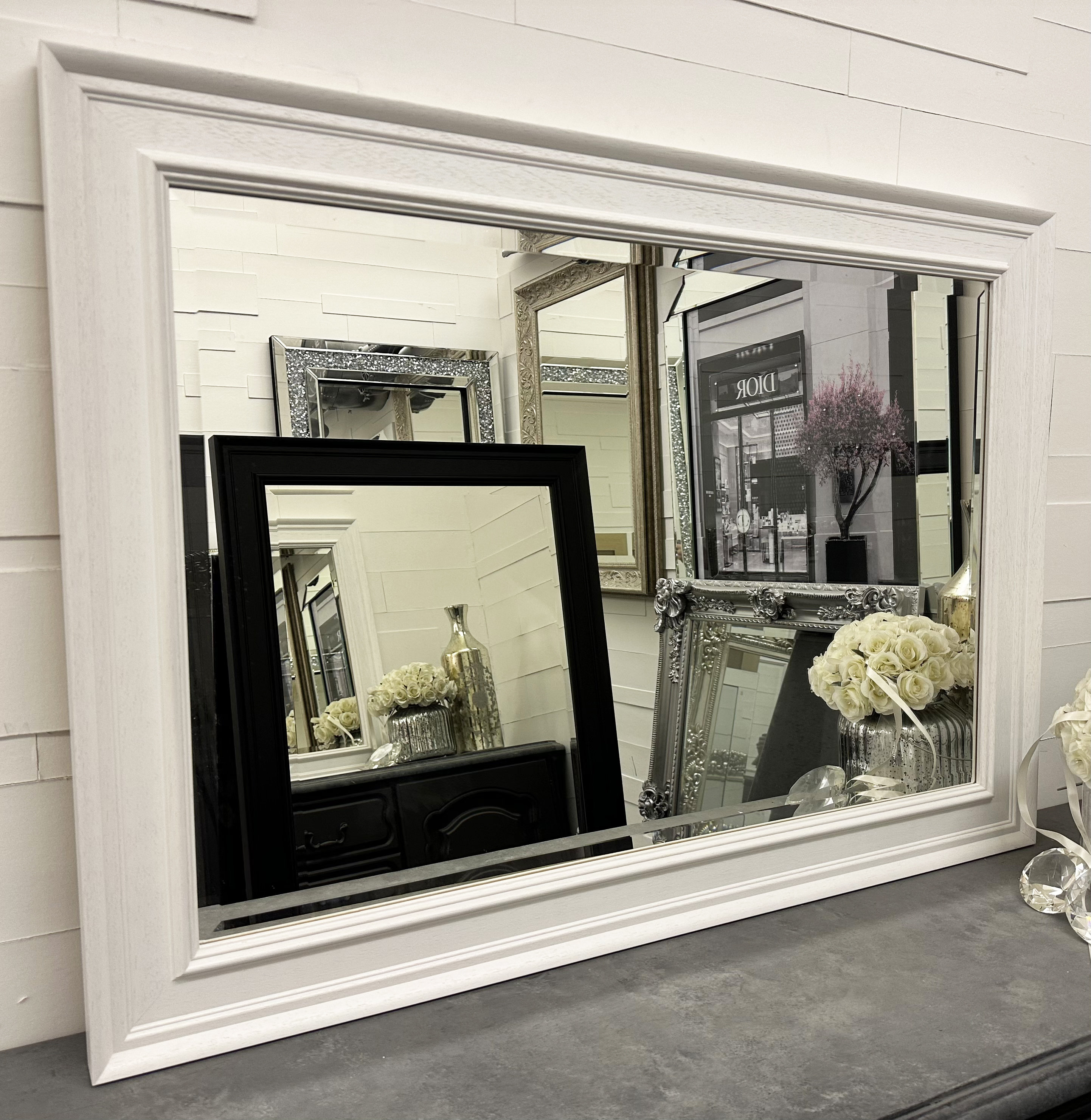 White outlet wood mirror