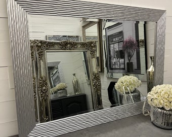 John Lewis Mercury Silver Ripple Frame Mirror  Elegant Framed Galaxy Wall Mirror - Choice of Size - Premium Quality Free P&P