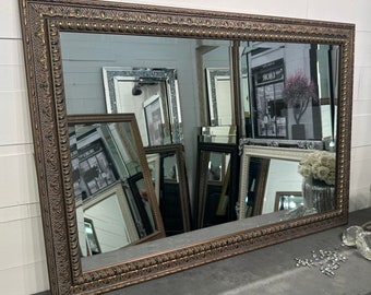 LG Antique Bronze Mirror shabby chic ornate decorative bevelled wall mirror - Choose your size - Premium solid wood UK made Frame - FLORENCE