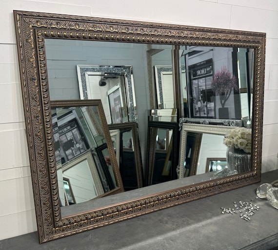 LG Antique Bronze Mirror shabby chic ornate decorative bevelled wall mirror - Choose your size - Premium solid wood UK made Frame - FLORENCE