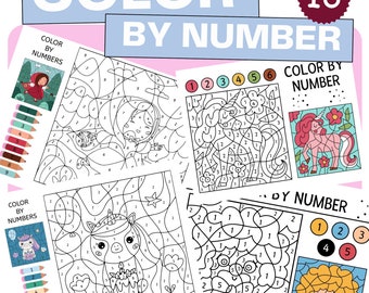 Farbe nach Zahlen|DIGITAL DOWNLOAD|Malvorlagen zum Ausdrucken, Mädchen & Jungen,Einhorn Malen nach Zahlen,Malen nach Zahlen,Spaß Aktivität
