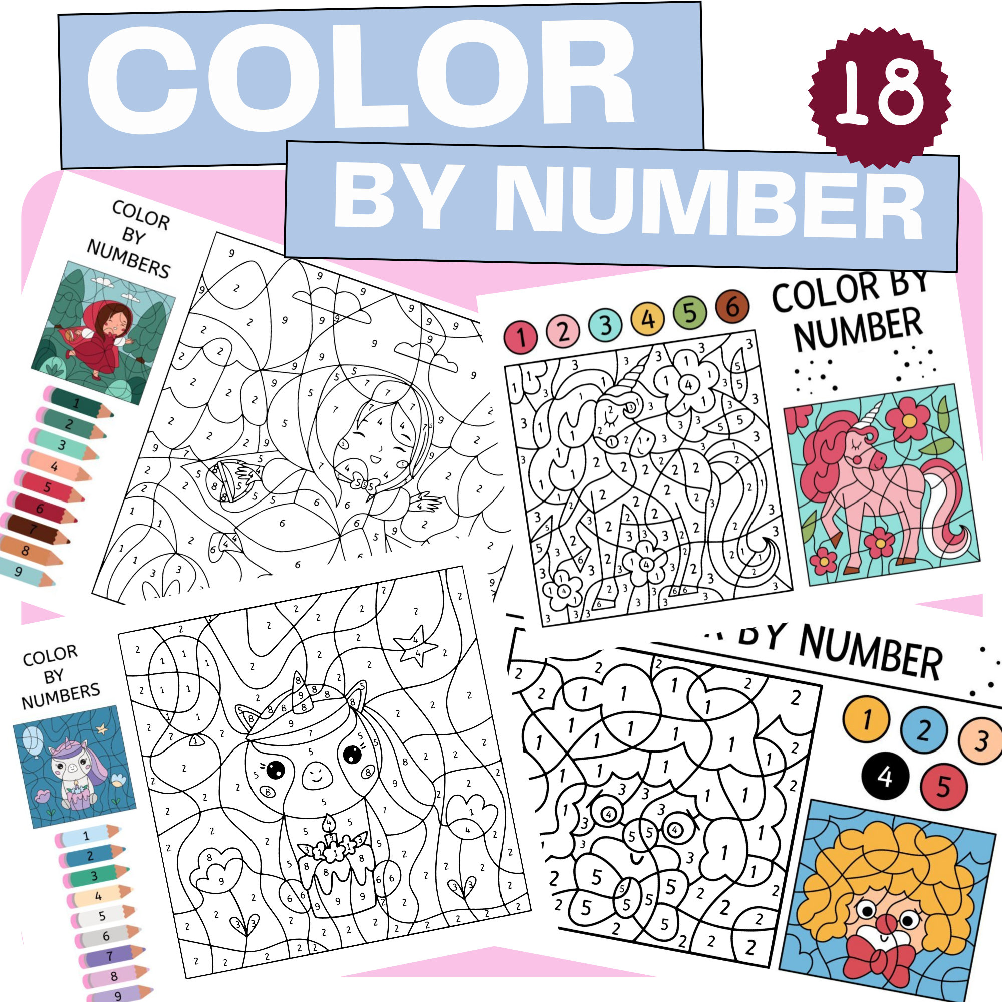Color by Number|digital Download|coloring Pages Printable, Girls & Boys ...