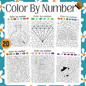 Color by Number|DIGITAL DOWNLOAD|Coloring Pages Printable, Girls & Boys, Fall Color By Number, Color by Numbers Coloring Pages, Fun activity