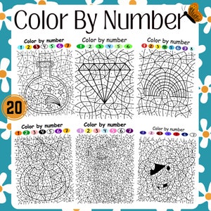 Color by Number|DIGITAL DOWNLOAD|Coloring Pages Printable, Girls & Boys, Fall Color By Number, Color by Numbers Coloring Pages, Fun activity