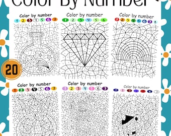Fall Color by Number | Kids Activity, Coloring Pages (Digital Download)