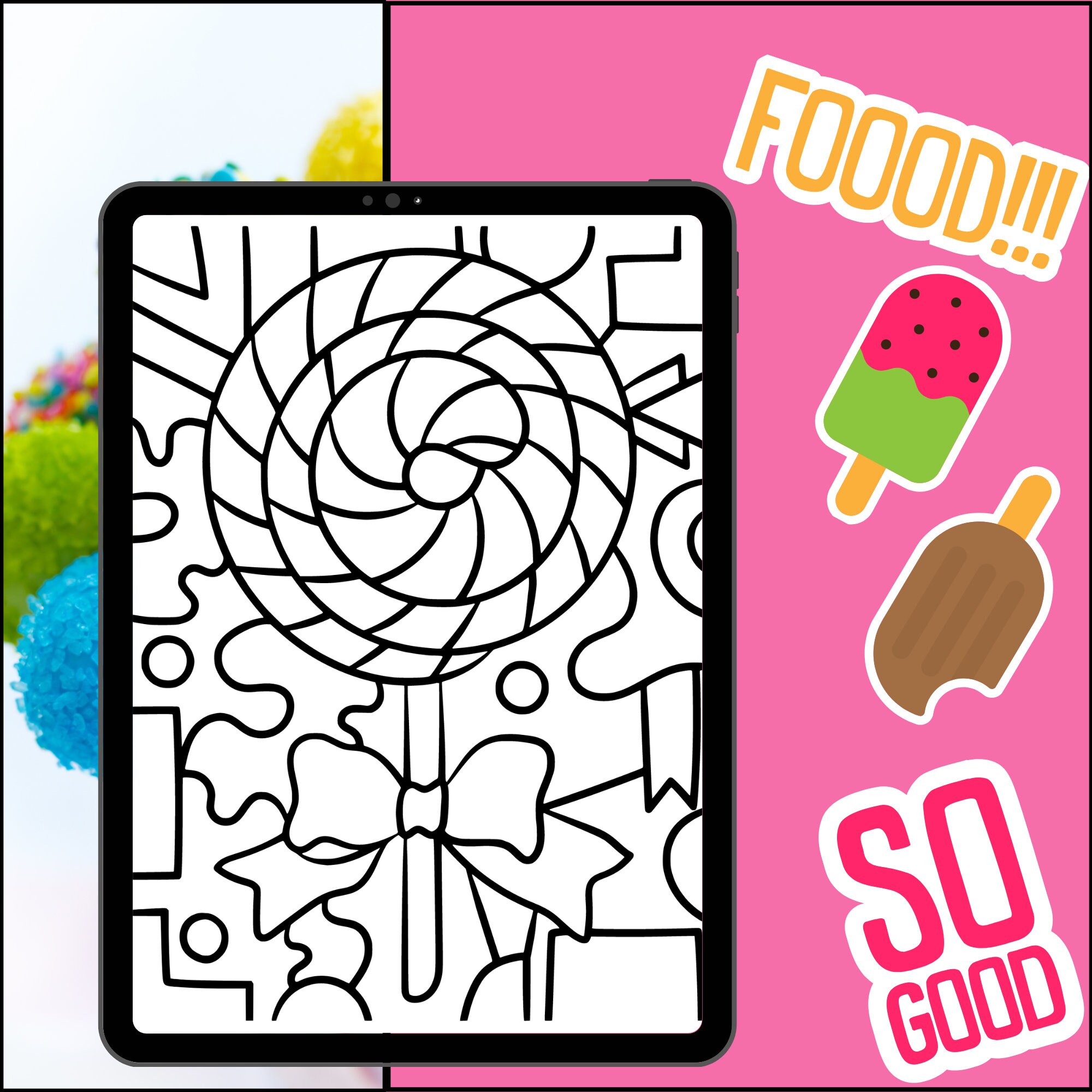 Sweet Food Coloring Pages :cute Cupcakes, Pancakes, Ice Cream, Donuts