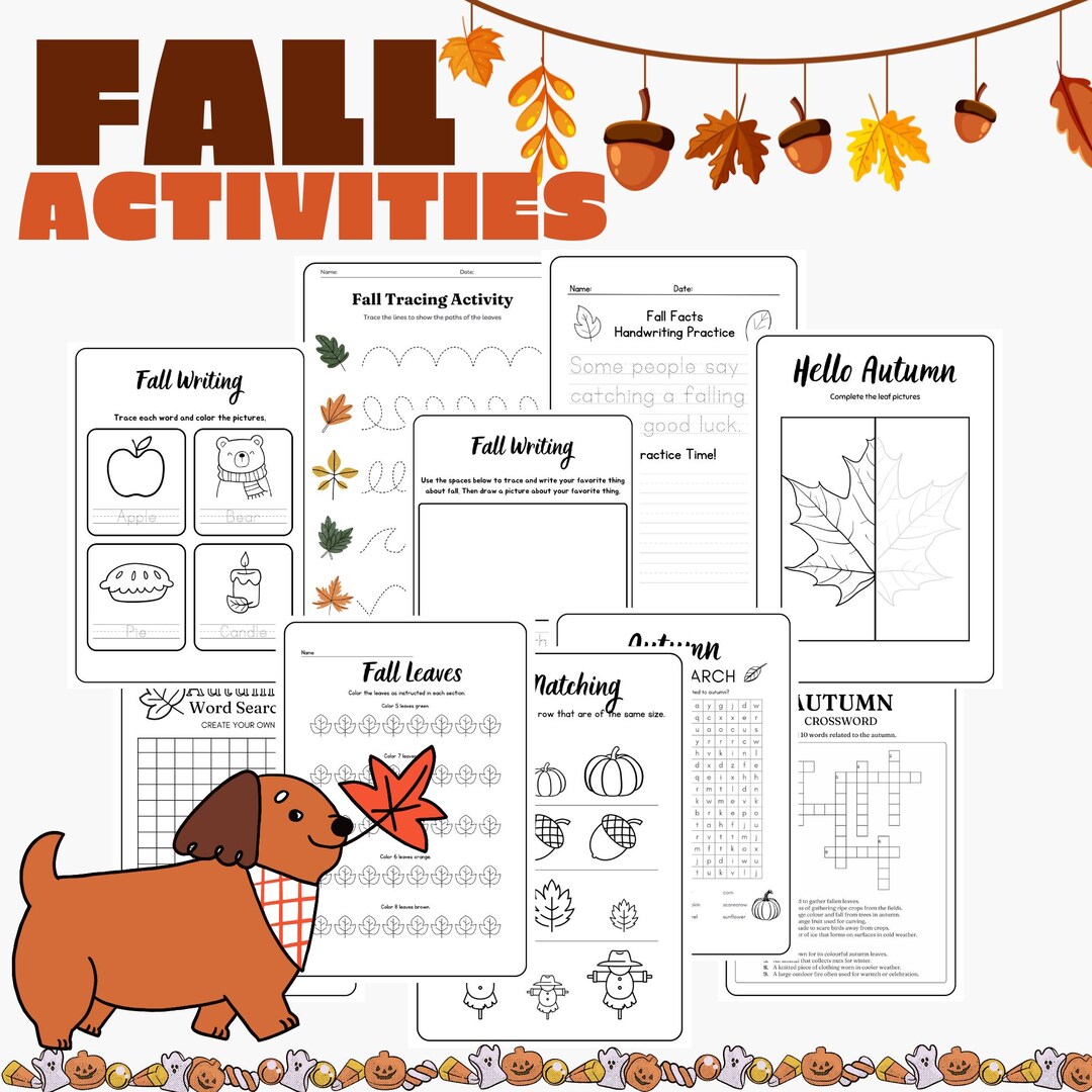 Fall Activity Pack | Preschool & Kindergarten Worksheets (PDF) - Etsy