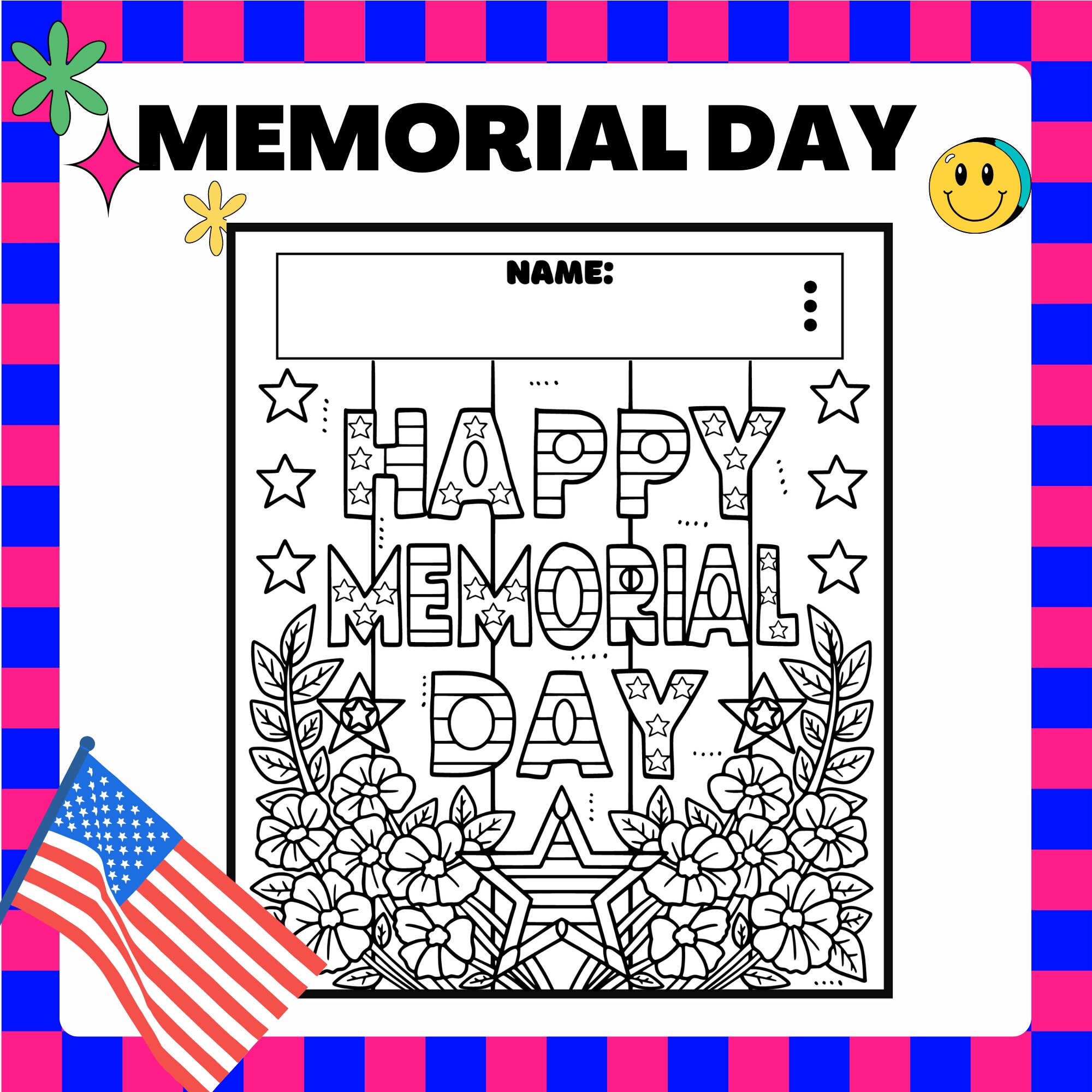 Memorial Day Coloring Page, Memorial Day Printables, Memorial Day ...