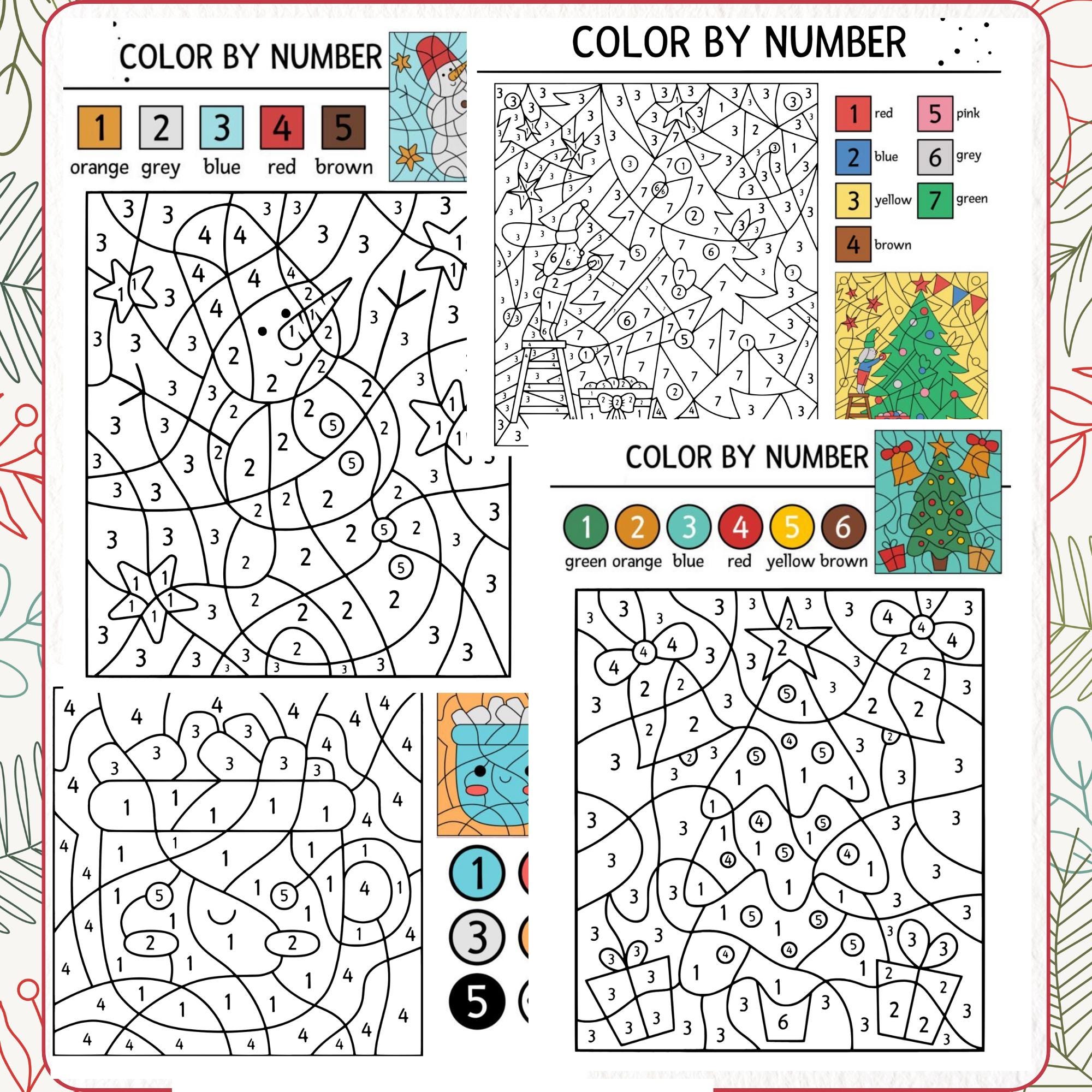 Christmas Color by Number, Christmas Coloring Pages for Kids, Christmas ...