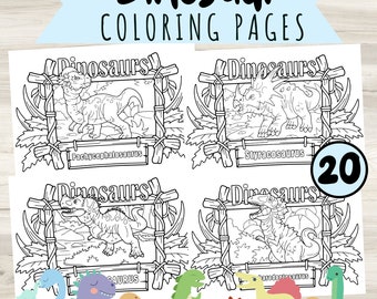 Dinosaurus kleurplaten| Kleurplaten voor kinderen Dinosaurus | afdrukbare dinosauruskleurplaten | Dinosaurusnaam Kleurplaten Leren | PDF BESTAND
